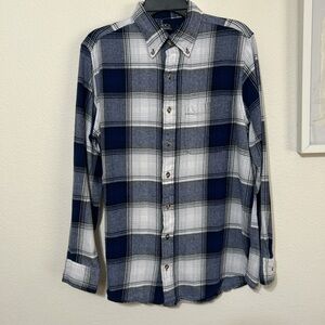 BOCA Classics Flannel Plaid Button Up Shirt Blue White Gray Lumberjack Grunge